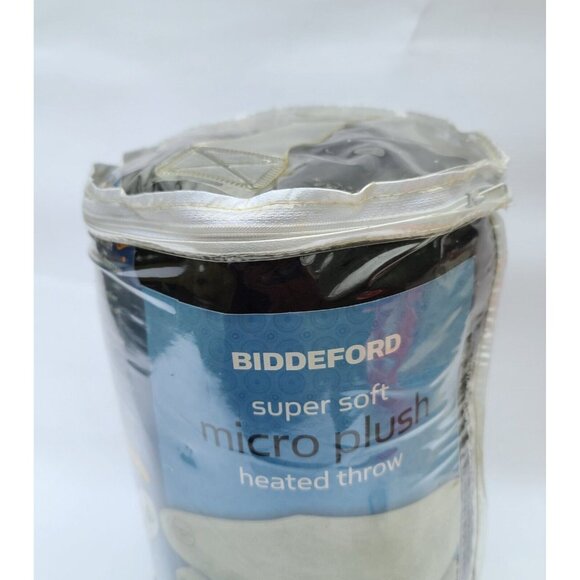 Biddeford Super Soft Micro Plush Electric Heated Throw Blanket Black Long Cord - Picture 2 of 7